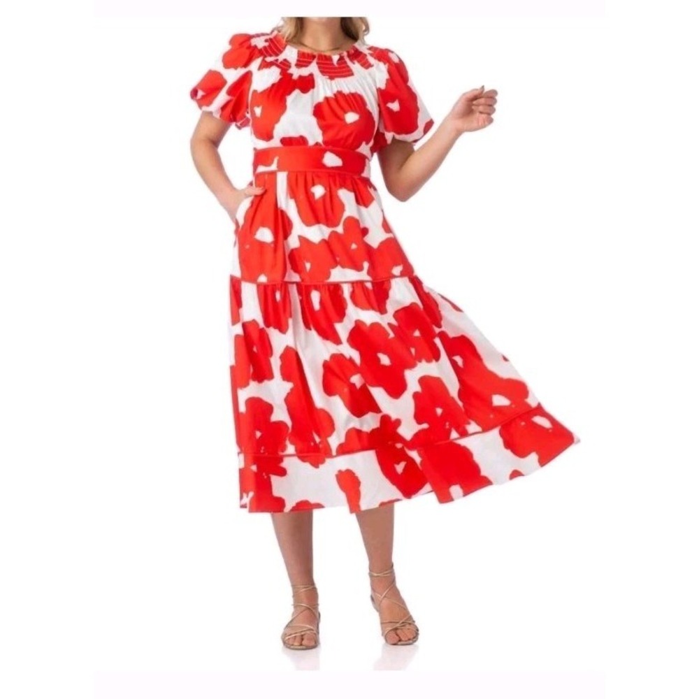 Crosby Mollie Burch Orange And White Gen Maxi Dress Poppy W/pockets Preppy *Read - Picture 3 of 15